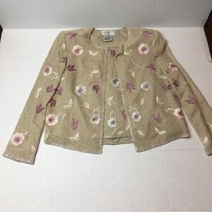 Adrianna Papell beaded Blazer and 100% silk tank beaded